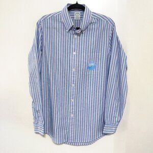 Brooks Brothers Milano Striped Button Down Shirt Size Medium 100% Cotton Blue